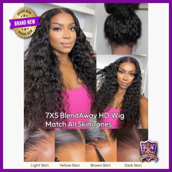 150% Density Human Hair Glueless Wig, 16 Inch Water Wave, Pre Plucked